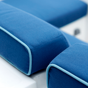 Blue cushions boat detail